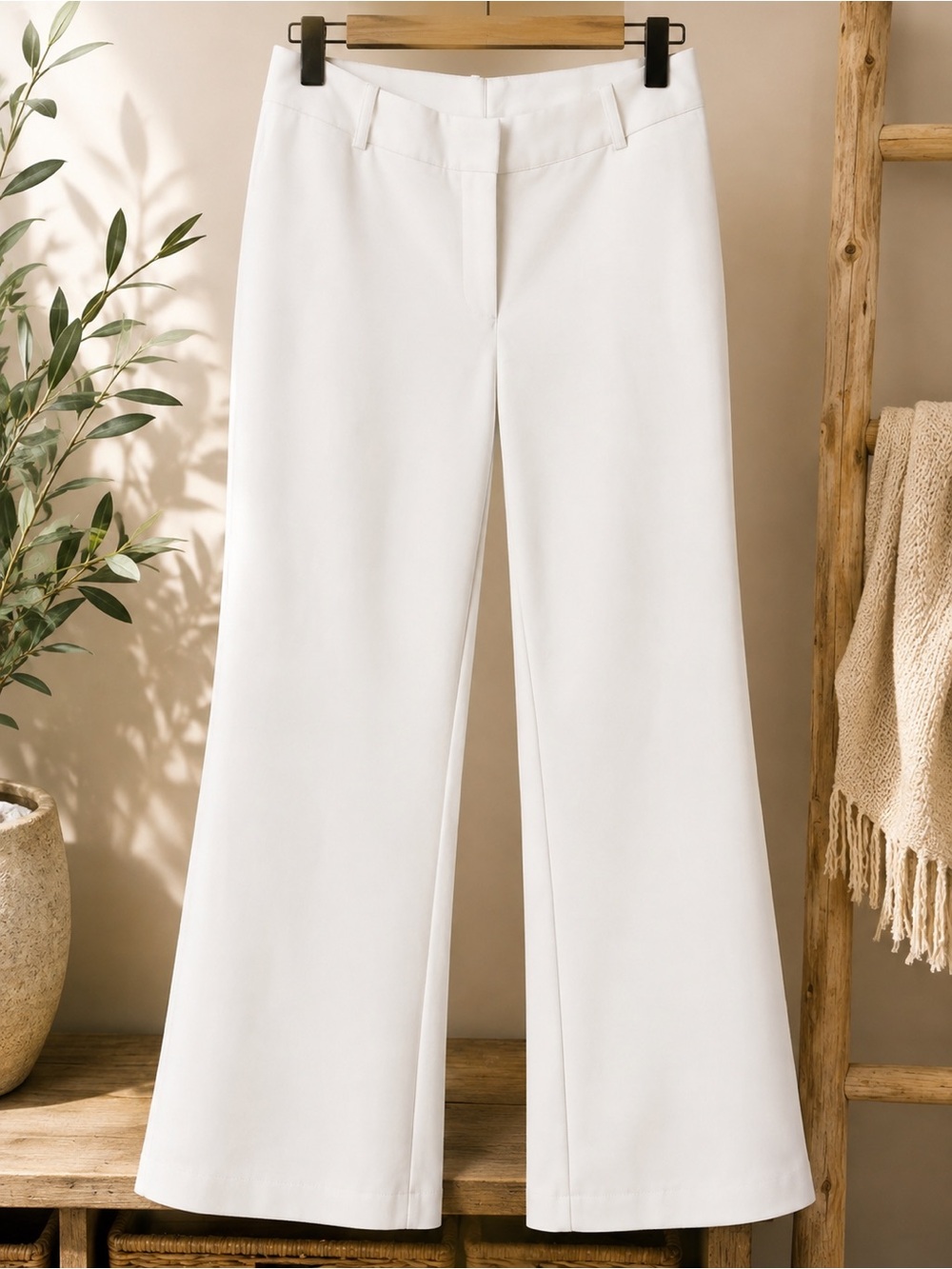 Worthington Curvy Fit Classic Wide-Leg Women's Pants in White- Size 10